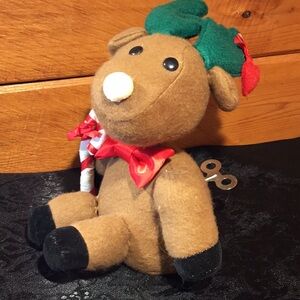 Vtg. Animated Musical Reindeer Plush Music Box